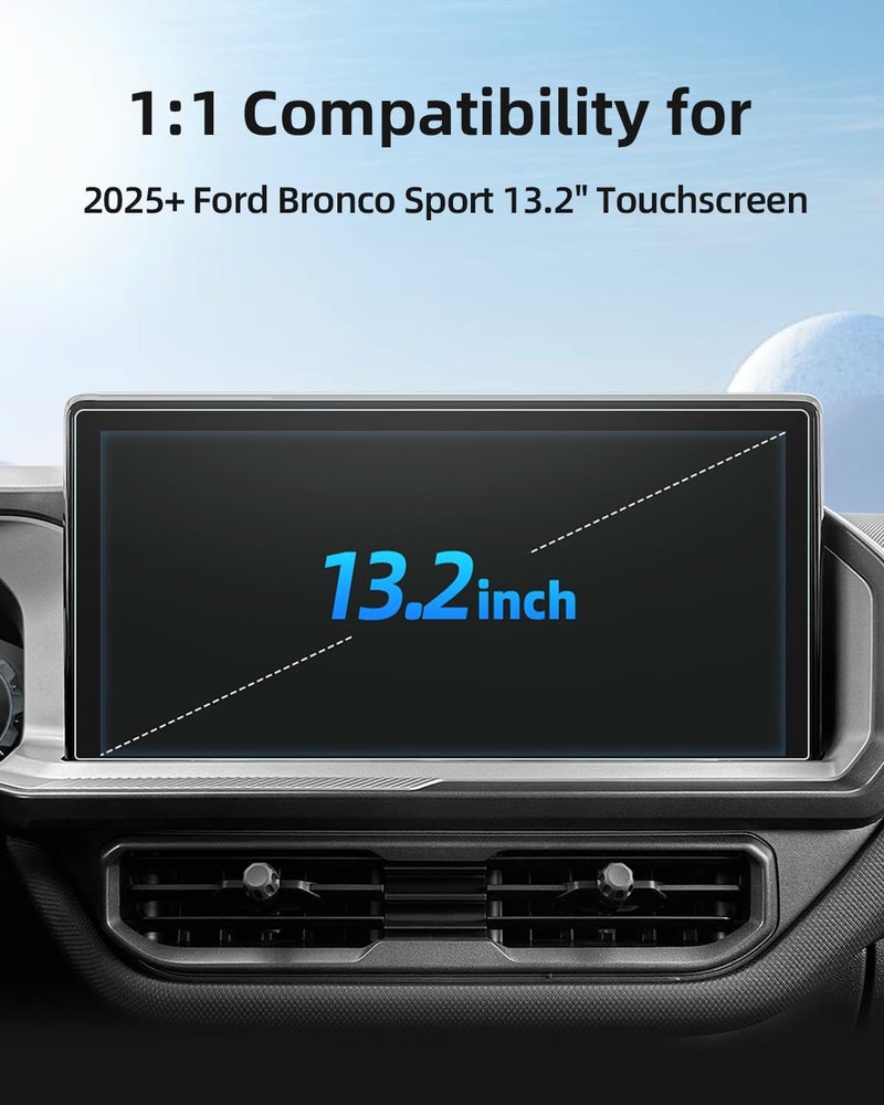 LANGBEAN Anti-Glare Matte Screen Protector for 2025 Ford Bronco Sport (Badlands/Big Bend/Free Wheeling/Heritage/Outer Banks),13.2 Inch Infotainment Touchscreen, 9H Tempered Glass 2025 Bronco Sport Accessories - Image 2